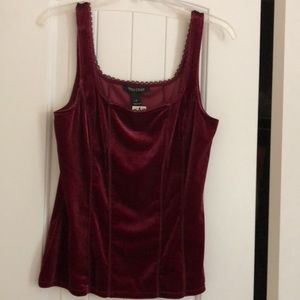 Beautiful Corset Style Velvet White House Black Market Lace Trim Tank Top VTG